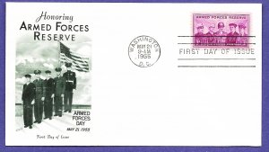 1067 ARMED FORCES RESERVE 3c 1955 U/A FLEETWOOD FIRST DAY COVER.