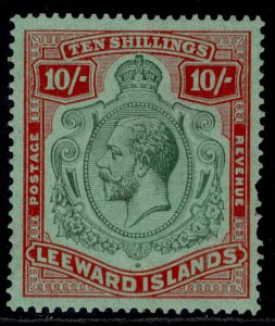 LEEWARD ISLANDS GV SG79f, 10s green & red/green, M MINT. Cat £300. DAMAGED LEAF