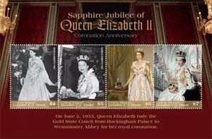 Union Islands 2019  - Queen Elizabeth II Sapphire Jubilee-Sheet of 4 stamps- MNH