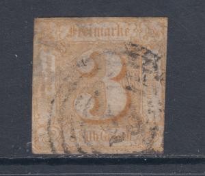 Thurn & Taxis Sc 20 used 1860 3sgr imperf bistre Numeral, 23 in target cancel