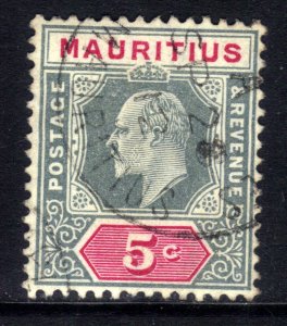 Mauritius 1910 Kev11 5ct Grey & Carmine used SG 185 ( C760 )