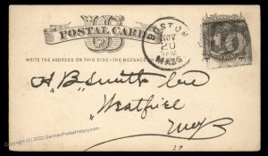 USA 1800s Boston Mass Negative Numeral 10 Fancy Cancel Cover 94957