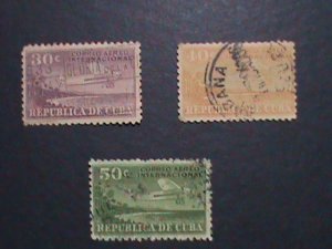 ​CUBA-AIRMIAL- VERY OLD CUBA AIR PLANES-KEY STAMPS USED WE SHIP TO WORLD WIDE