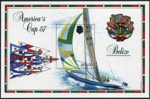 Belize 858-862,MNH.Michel 949-952,Bl.90. Americas Cup,1987.Yachts:Australia II,