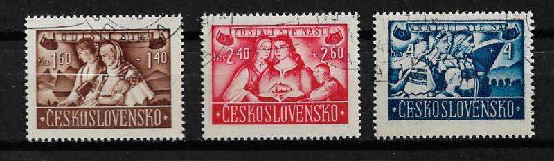 CZECHOSLOVAKIA  B160-B162 USED, YOU CAME BACK, SET 1946