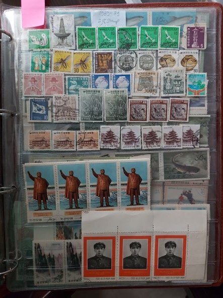 Off Paper N/S Koerea Mix Lot of 200 Early Used Stamps with Pairs,Sheets