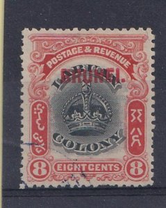 1906  BRUNEI - SG: 17  - KEVII - 8c  BLACK & VERMILLION  - USED