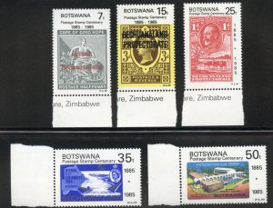 Botswana Scott 363-67 MVFNHOG - Postage Stamp Centenary - SCV $13.85