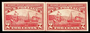 Scott 373 1909 2c Hudson-Fulton Imperforate Horiz. Line Pair VF OG NH Cat $87.50