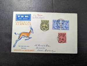 1931 Zanzibar Airmail First Flight Cover FFC to Salcombe Devon England Scarce