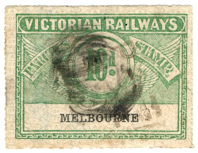 (I.B) Australia - Victoria Railways : Parcels Stamp 10d (Melbourne)