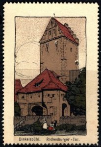 Vintage Germany Poster Stamp Dinkelsbühl Rothenburg Gate