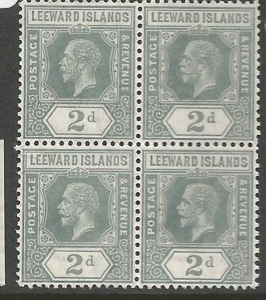 Leeward Islands SG 49 Block of 4 MNH (7cqu)