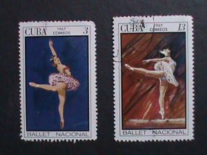 ​CUBA-1967 SC# 1234,1236-VERY OLD STAMPS-NATIONAL BALLET FESTIVAL-HAVANA USED