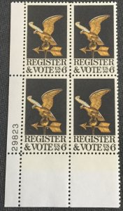 US #1344 MNH Plate Block of 4 LL Register and Vote SCV $1.00 L18