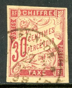 France 1894 Colony General Issues Postage Due 30¢ Carmin Imperf Sc #J19 VFU  L55