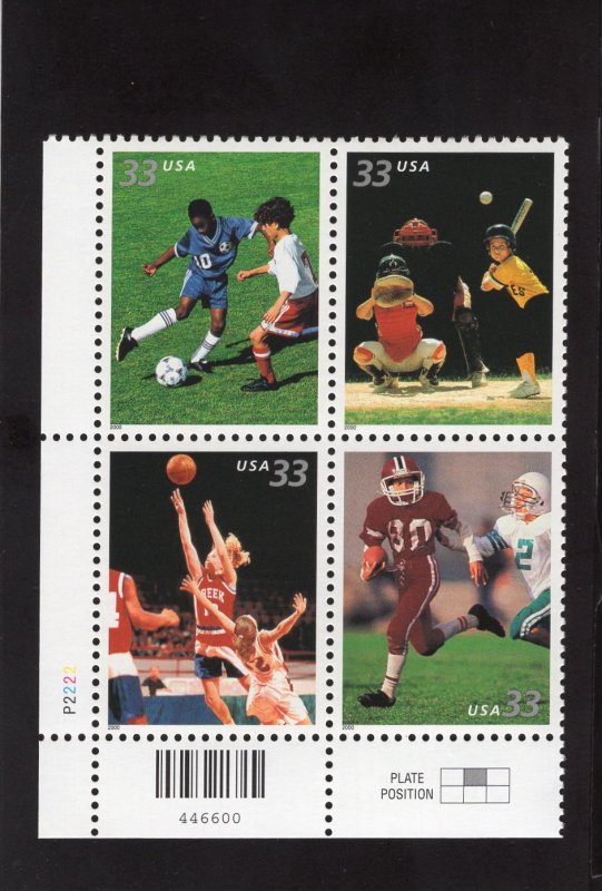 3399-3402 Youth Team Sports, MNH LL-PB/4 (#P2222)