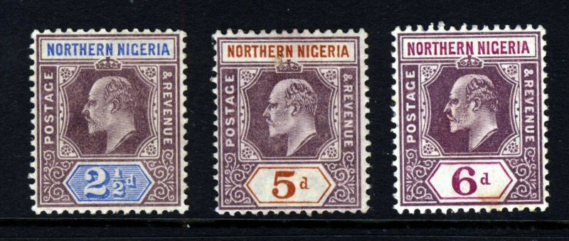 NORTHERN NIGERIA KE VII 1902 Wmk Crown CA Group SG 13 SG 14 & SG 15 MINT