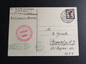 1929 Germany Graf Zeppelin Airmail Postcard Cover Posted on Board to Brooklyn NY