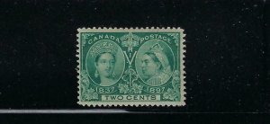 CANADA SCOTT #52 1897 JUBILEE ISSUE 2 CENT (GREEN)  - MINT XXXLIGHT  HINGED