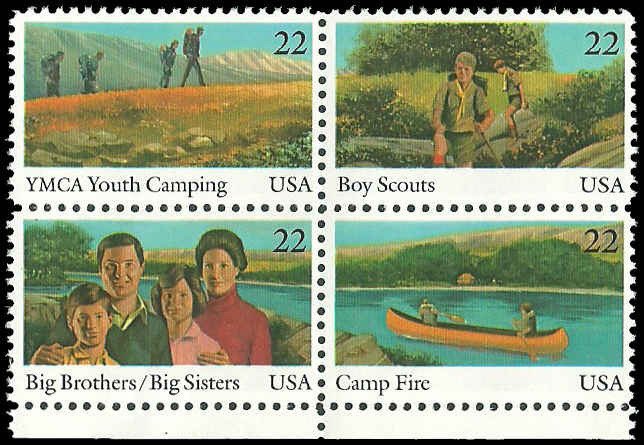 PCBstamps   US #2160/2163a Block 88c(4x22c) Youth Year, MNH, (1)