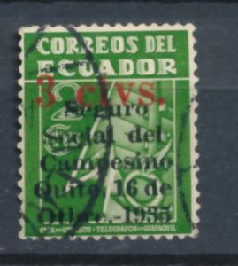 Ecuador 1935 Scott RA31 used - 3c on 2c, Rural workers' insurance fund