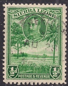 Sierra leone 1932 KGV 1/2d Green Rice Field used SG 155 ( H1308) 