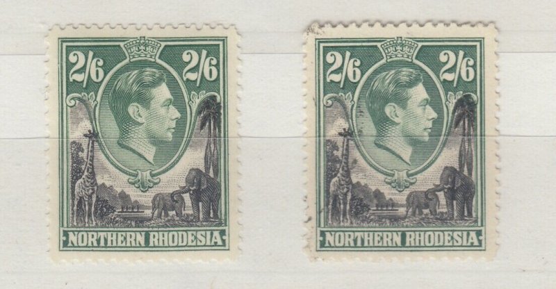 Northern Rhodesia KGVI 1938 2s 6d x 2 SG41 MVLH/VFU J9640