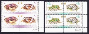 Cocos (Keeling) Is. WWF Crabs pairs Corner Blocks 2000 MNH SC#333-334 a-b