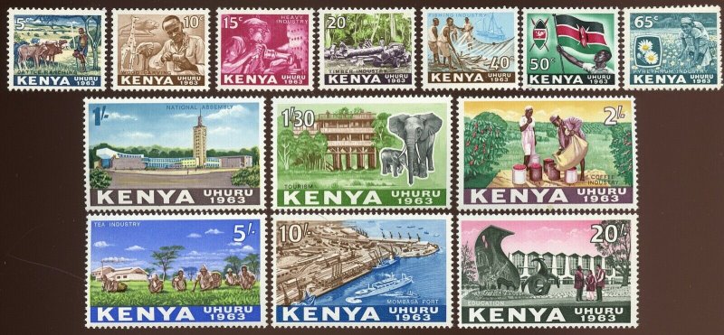 Kenya Sc #1 - 4, 6 - 14, MNH.  Missing #5.  2017 SCV $21.60