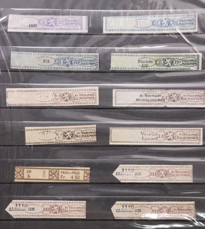 Belgium Tobacco cigarette pack seal strip Revenue Timbre tax stamp lot 12 DL