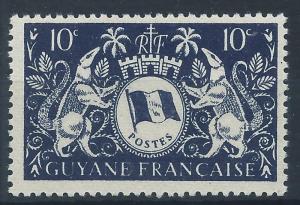 FRENCH GUIANA 1945 SG196 10c - blue Arms of French Guiana Mint MNH