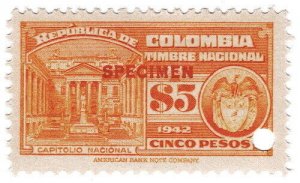 (I.B) Colombia Revenue : General Duty $5 (ABN Specimen)