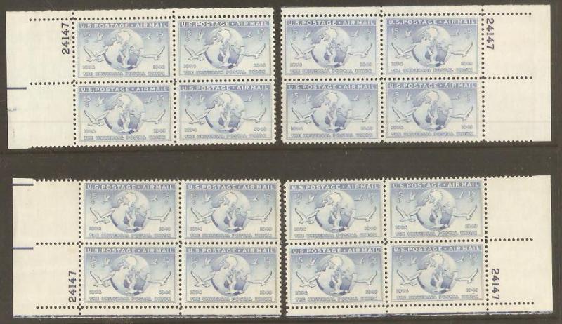 #C43 U.P.U. Airmail Plate Block Mint NH #24147