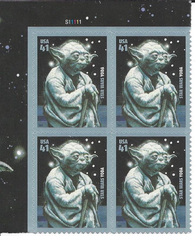 4205 Plate block 41cent Yoda Star Wars Space Travels Movie