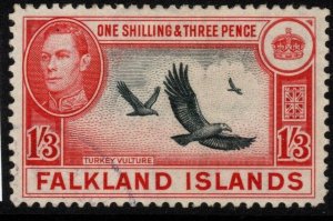 FALKLAND ISLANDS SG159 1946 1/3 BLACK & CARMINE-RED FINE USED