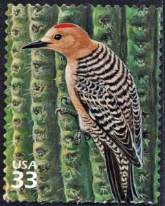 SC#3293j 33¢ Nature of America: Sonoran Desert: Gila Woodpecker (1999) SA