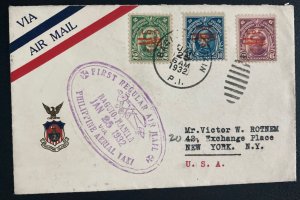 1932 Baguio Philippines First Flight Airmail Cover To New York Usa 168 Flown