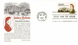 USA 1981 FDC Sc 1936 James Hoban Aristocrat Cachet Washington DC 20c