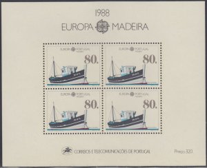 PORTUGAL / MADEIRA Sc # 122a MNH CPL SHEET of 4 EUROPA 1988 MAIL BOATS