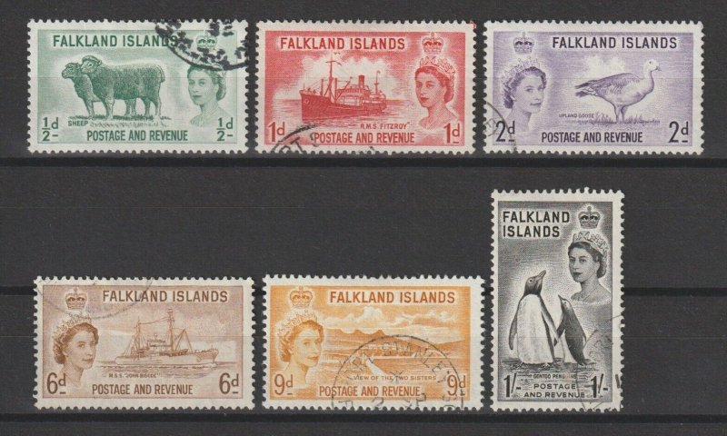 FALKLAND ISLANDS 1955/7 SG 187/92 USED Cat £23