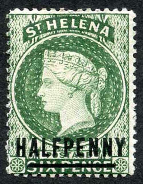 St Helena SG35x 1/2d wmk Crown CA REVERSED M/Mint