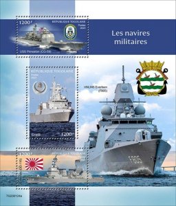 Togo - 2023 Military Ships, USS Princeton - 3 Stamp Sheet - TG230124a