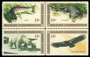 US Sc 1427-30 VF/MNH Se Tenant Block - 1971 8¢ Wildlife Conservation- P.O. Fresh