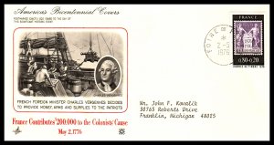 France US Bicentennial Contributes to the Colonists Cause 1976 Artcraft Cover