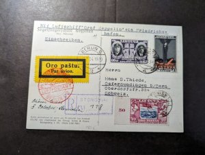 1934 Latvia LZ 127 Graf Zeppelin Postcard Cover Berlin to Bern Switzerland