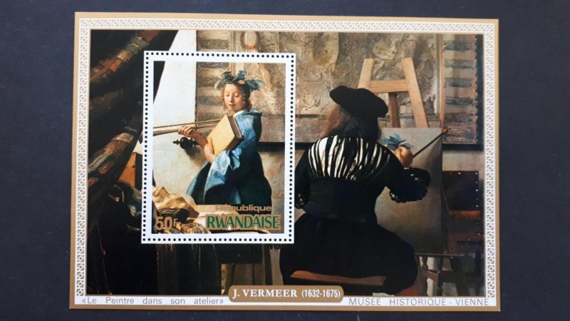 Art - paintings (Vermeer) - Rwanda 1975. - Bl ** MNH