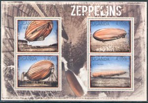 UGANDA 2012 TRANSPORT ZEPPELINS DIRIGIBLES AIRSHIPS SHEET