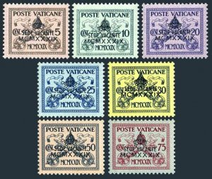Vatican 61-67,hinged.Michel 73-79. Interregnum.1939.Papal arms overprinted,black