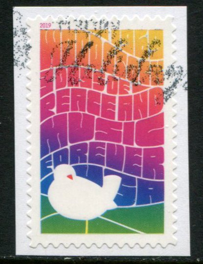 5409 US (55c) Woodstock Music Festival SA,  used on paper